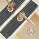 Faucet Mat for Kitchen Sink, 24'' Long Diatomite Sink Protector Splash Guard Draining Mat, Quick Drying Stone Sink Tray, Water Absorbent Soap Sponge Holder for Bathroom, Women Birthday Gift, Dark Gray (23.6" x 3.9")