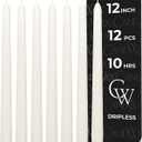 CANDWAX Candle Set of 12 Ivory Taper Candles 12 inch - No Drip and Ideal for Wedding Use - Long Burning and Unscented Candlesticks - Ivory Candles