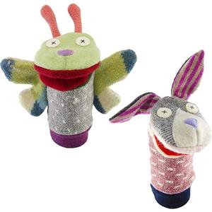 Cate & Levi - Wool Puppet Sets - Made in Canada - Movable Mouths - Safe for All Ages (Set of 2 - Bunny, Butterfly)