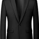 MAGE MALE Men's One Button Suit Jacket Elegant Solid Color Blazers Slim Fit Lightweight Sport Coats Blazer (XX-Large, Black)