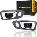 For Honda Pilot 2003-2008 Door Handle Driver and Passenger Side | Pair | Front | Interior | Dark Gray Bezel With Chrome Lever | With Door Lock Hole | All Submodels | Plastic | 72165S9VA01ZE, 72125S9VA