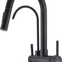 Matte Black Kitchen Faucet with Pull Down Sprayer, Black Kitchen Sink Faucet with Drinking Water Faucet,2 Handle 3 in 1 Water Filter Purifier Faucets