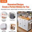 VEVOR Kitchen Island Cart with Solid Wood Top, 35.4" Width Mobile Carts with Storage Cabinet, Rolling Kitchen Table with Spice Rack, Towel Rack, and Drawer, Portable Islands on Wheels, White