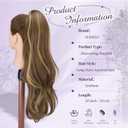 FESHFEN Drawstring Ponytail Extension, Natural Long Wavy Layered Synthetic Pony Tails Honey Blonde Mixed Light Brown Hair Extensions Hairpieces for Women, 20 inch