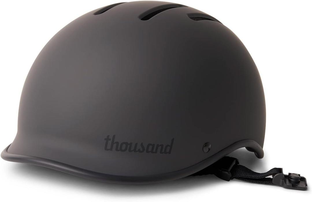 Thousand Heritage 2.0 Adult Bike Helmet; The Original Low Profile Retro Commuter Cycling Helmet Safety Certified for Bicycle Skateboard Skating Roller Skates; for Men & Women (Medium, Stealth Black)