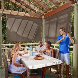 Coolaroo 448264 Cordless Outdoor Roller Shade with 90% UV Protection, Mocha