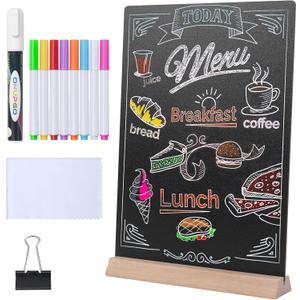 8 x12 Inch 1 Pack Tabletop Chalkboard Sign with Base Stand, Menu Chalk Board Sign Store Food Signs, Message Boards for Party, Wedding and Restaurant
