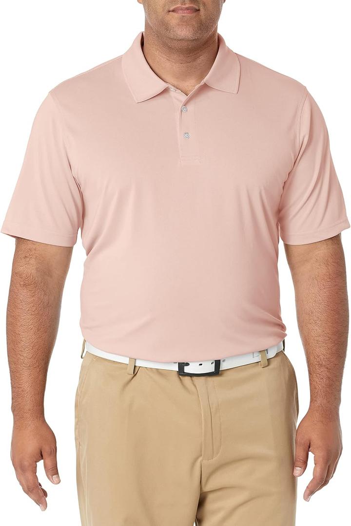 Amazon Essentials Mens Golf Polo Shirt, Moisture-Wicking Quick Dry, Short Sleeve (Large, Light Pink)
