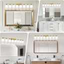 8 Light Bathroom Light Fixtures Gold for Big Mirror, Brushed Gold Vanity Lights for Bathroom with Milky White Frosted Glass Shades, 51 inch Wall Sconce for Mirrors Living Room Bedroom