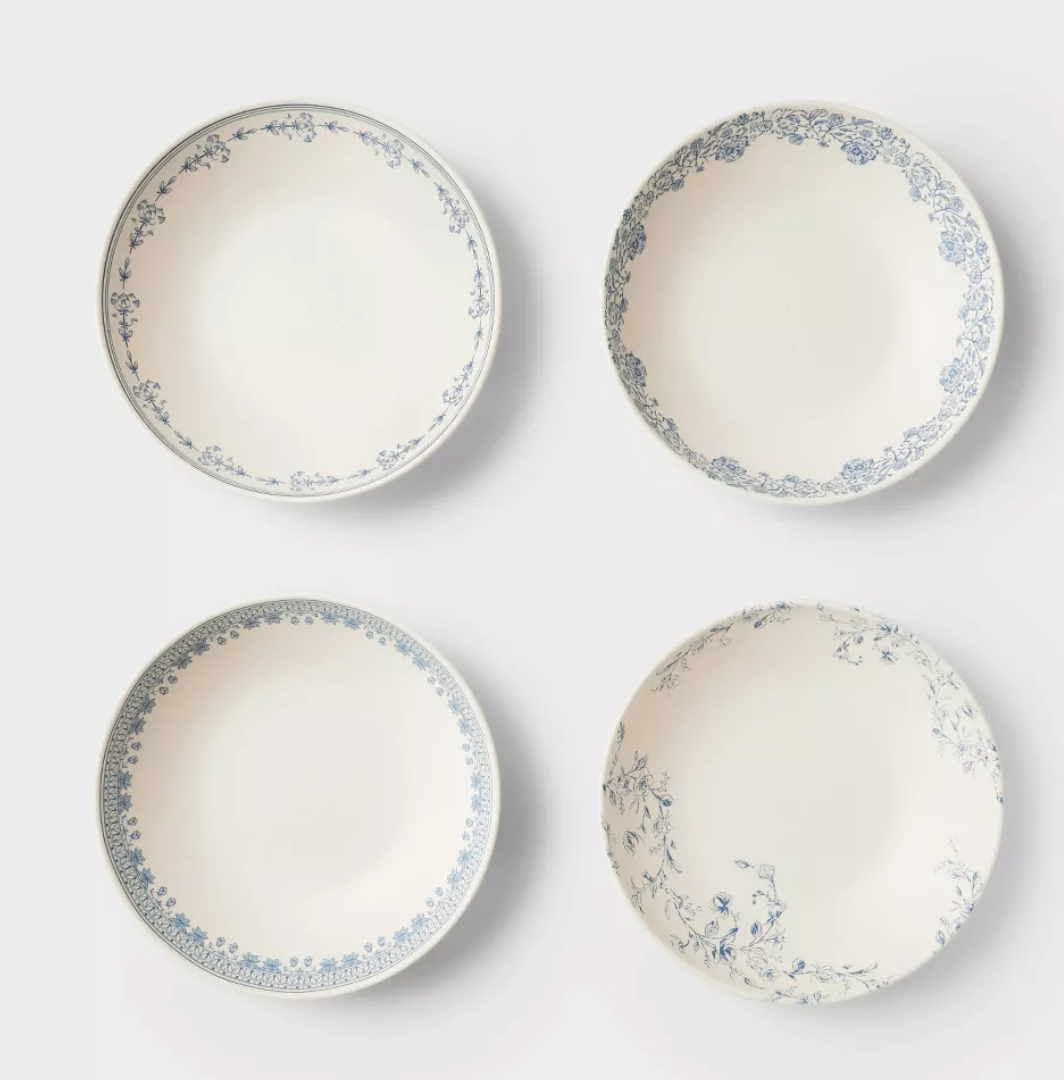 4pc 38oz Melamine Mixed Pattern Pasta Bowls - Threshold™ designed with Studio McGee: Dishwasher-Safe Dining