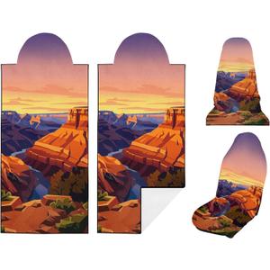 2 Pack Car Seat Towel Covers, Sweat Protector for Front Seats, Premium Thickened Microfiber with Colorado River, Breathable & Quick Dry, Slip-on Headrest Pocket for Gym Running Beach Universal Fit