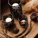 ARIAMOTION Glass Hurricane Candle Holder Set,Table Decoration Centerpieces for Pillar Votive Tealights Clear Cylinder Vase with Black Tortoise Pattern, 8 Inch 5 Inch 3.5 Inch Height, 3 Piece