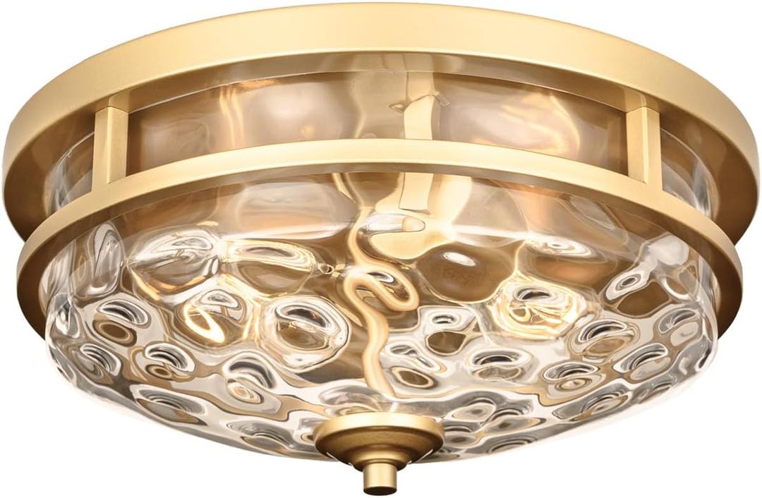 Edwarmlux Flush Mount Ceiling Lights, 2-Light Farmhouse Close to Ceiling Light, Industrial Ceiling Lighting Fixture for Kitchen Hallway Bedroom Living Room Stairways Porch (Gold)