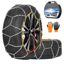 Snow Chains, Wear-Resistant High Carbon Steel Anti Slip Tire Chain for Passenger Cars, Pickups, and SUVs, Set of 2 (KN100)