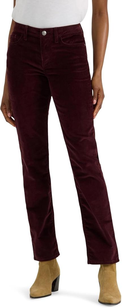 Lee Women's Legendary Mid Rise Straight Leg Jean (Velvet Beet Cord, 2 Short)