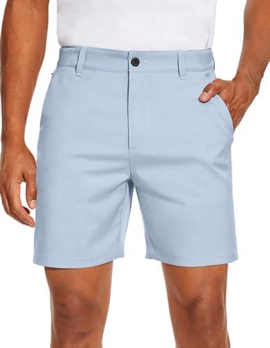 PULI Men's Golf Dress Shorts Flat Front Hybrid 7 Inch Lightweight Quick Dry Chino Casual with Pockets, Size 32
