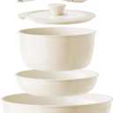 Redchef Ceramic Pots and Pans Set Non Stick, Nonstick Kitchen Cookware Sets, Non Toxic Pots and Pans Set Non Stick, PFAS PFOA & PTFE Free, Detachable Handle Pots and Pans 5 Piece, RV Cookware