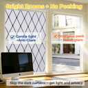 OHTMERU Window Privacy Film Decorative for Front Door, Bathroom Static Cling Stained Glass Sticker Opaque Heat Control UV Blocking Non-Adhesive for Home, Black Grid 35.4 x 78.7 inches
