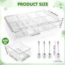 8 Compartments Condiment Containers with Lids Spoons, Clear 
Color	clear
Special Feature	Detachable
Product Dimensions	18.11"D x 12.6"W x 3.15"H