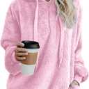 Yanekop Womens Fuzzy Fleece Pullover Oversized Sherpa Jacket Half Zip Pullover Sweaters Winter Faux Fur Jacket Coat (3X-Large, B Pink)