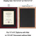 VIOLABBEY Diploma Frame 11x14 Degree&Document with Black Gold Double Mat or 15x18 Picture without Mat, Smooth Cherry Wood Grain Finish, Wall Mounted Display, Tempered Glass