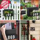 Wall-Mount Mailbox with Flag, Large Capacity Mailboxes for Outside House with Planter & 3 Sets of 0-9 Mailbox Number Stickers, Galvanized Steel Rust-Proof Post Box Metal Mail Box (Black)