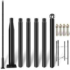 Street Light Pole 20ft Tall - Outdoor Solar Split Street Lamp Post Light Pole with Mounting Steel Anchors for Patio, Street, Backyard, Parking Lot