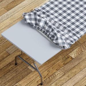 Sorfey Tablecloth -Fitted with Elastic, Vinyl with Flannel Back, Fits for Table 60"x 30" Rectangle,Water Proof, Easy to Clean, Checked Gray Design