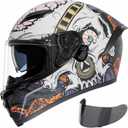 TRIANGLE Motorcycle Helmets Full face Helmet for Adults Men and Women Dual Visor with Internal Sunshield DOT Approved (Black Gray, Medium)