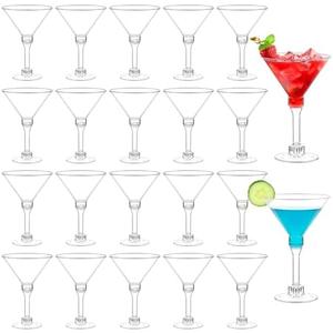 Kucoele 29 Pack Mini Plastic Martini Glasses, 5oz Disposable Cocktail Glasses Tall Party Cups for Wine, Champagne, Margarita