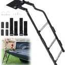 Tailgate Ladder for Pickup Trucks- Heavy Duty Foldable Rear Ladder Anti-Slip Steps, Adjustable Height Universal Fit Truck Accessories for Ram Ford Chevy GMC, Easy Installation with 4 Screw Options (Black)