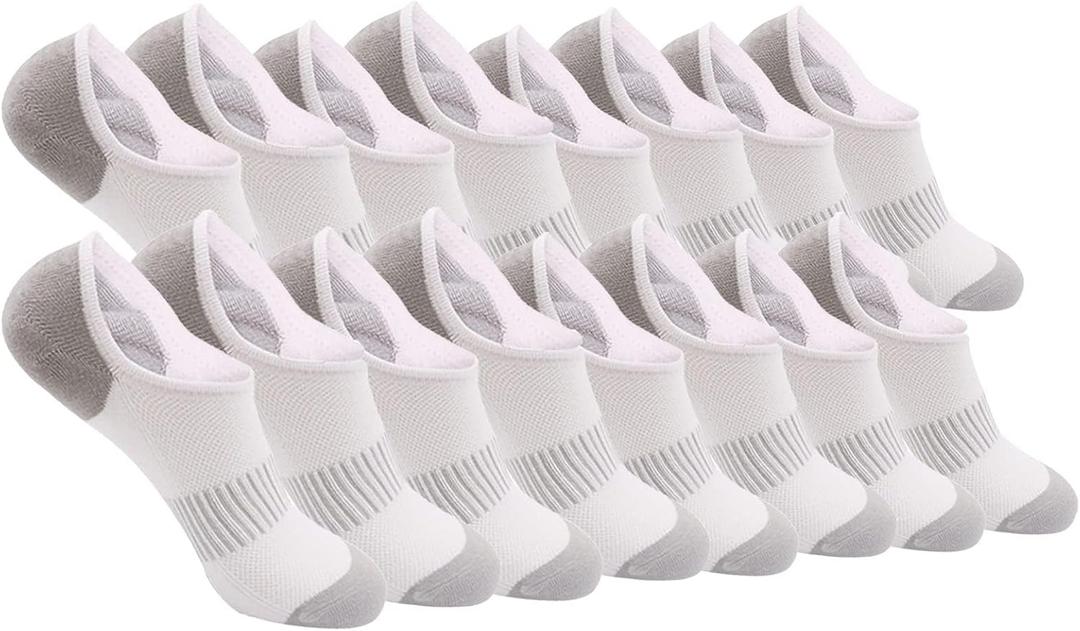 Faustine No Show Socks Ankle Low Cut Socks for Mens, Non Slip, 8 Pairs 16 Pairs (Large-X-Large)