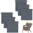 Patelai Outdoor Dining Chair Cushions Set of 6 Fade Resistant 17 x 17 Inches Waterproof UV Resistant Outdoor Seat Cushions for Patio Furniture Square Corner Set of 6 with Ties(Dark Gray)