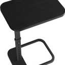 Kitstorack TV Tray Table, Adjustable Height & Rounded Metal Corners, Snack Table for Couch, Sofa, Bed, Chair, Living Room, C Shaped End Side Table for Eating, Dinner or Laptop, Small Spaces, Black