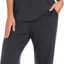 PrinStory 2025 Womens Pajama Set Short Sleeve Sleepwear Ladies Soft Pjs Lounge Set with Pockets (Gray, M)