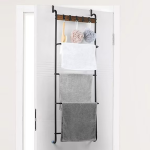 5 Tier Over The Door Towel Rack Bathroom Behind Door Towel Holder with Hooks