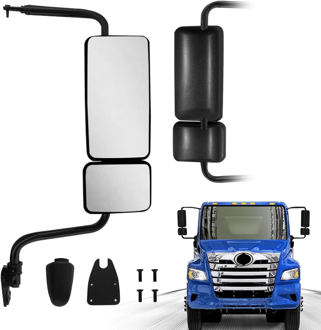 Black Door Mirror fit for 2011+ Hino 238 258 268 338 Semi Trucks Right Passenger Side
