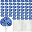 Artificial Hydrangea 104pcs Silk Hydrangea Flower Heads with Stems, Realistic Fake Flowers for Mothers Day Wedding Centerpiece Home Garden Party Decoration (Blue)