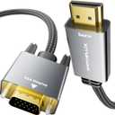 HDMI to VGA Adapter Cable 6FT [Metal Case, Nylon Cable] 1080P@60Hz HDMI Male to VGA Male Uni-Directional Braided Cord for Computer, Laptop, Monitor, Roku, Xbox, Graphics Card More