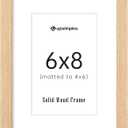 upsimples 6x8 Picture Frame, Natural Solid Wooden Picture Frames, Display 4x6 with Mat or 6 x 8 Without Mat, Wall or Tabletop, 1 Pack, Natural
