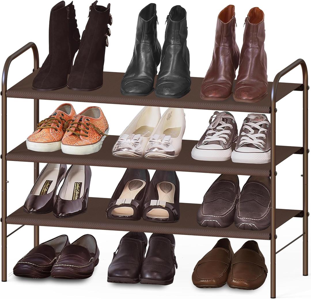 Simple Houseware 3-Tier Shoe Rack Storage Organizer, Bronze Space-Saving Shoe Shelf, Holds 916 Pairs, Sturdy Metal Frame, Easy Assembly Closet, Entryway, Bedroom Shoe Storage Solution