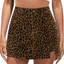 luvamia Skorts for Woman Leopard Cheetah Print Mini Skirt with Shorts High Waisted Trendy Cute Stretchy Side Slit Skort (Large)