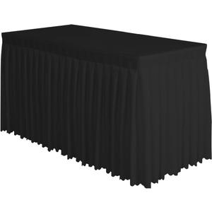 Surmente Black Table Skirt for Rectangle Tables-14ft Black Skirting for Teacher Desks, Weddings, Banquets, or Parties