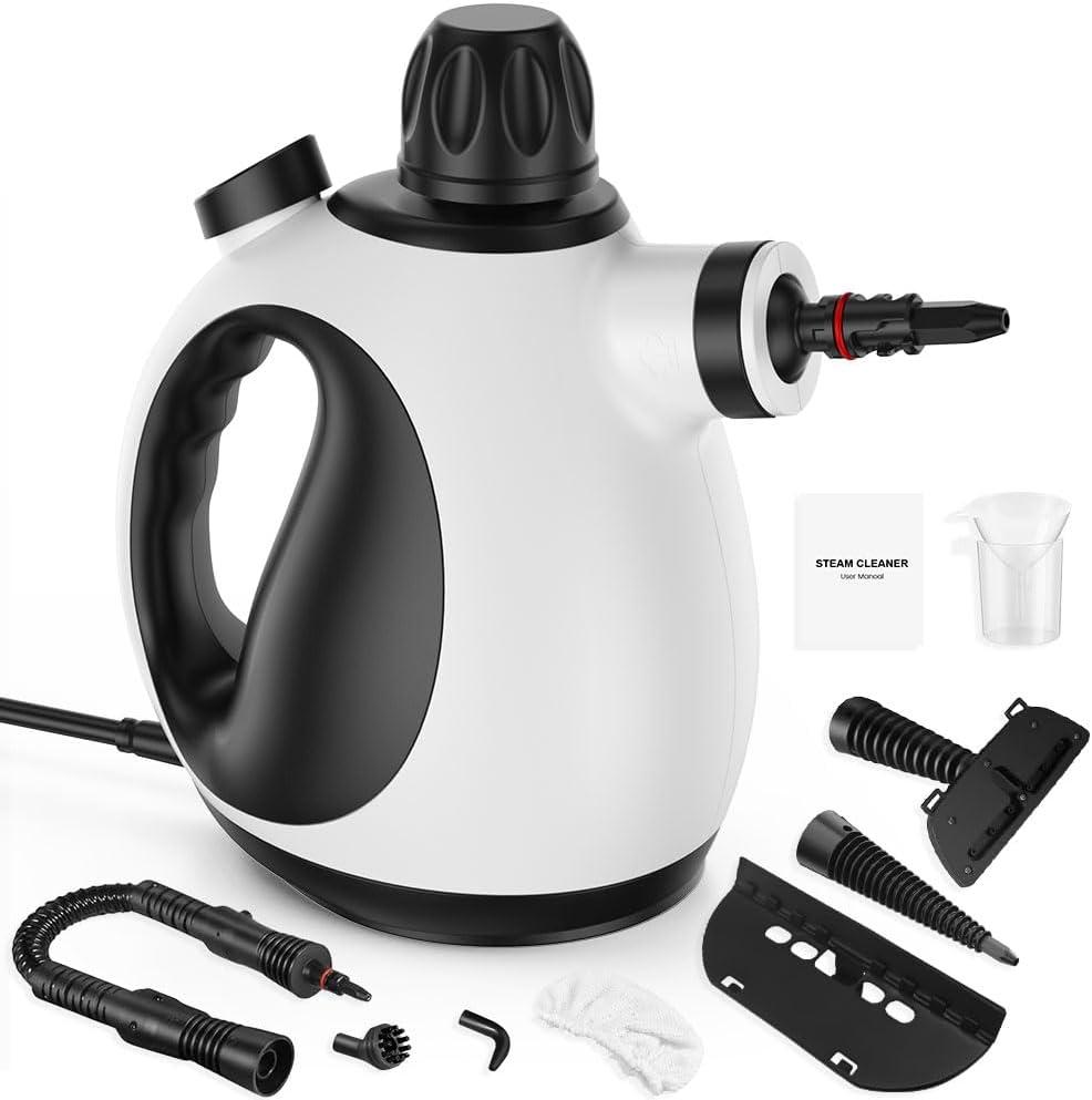 Handheld Steam Cleaner for Home - Pressurized Handheld Steamer for Cleaning with High Pressure, Chemical-Free Multi-Purpose Portable Deep Steam Cleaner for Cleaning Windows, Couch(White)
