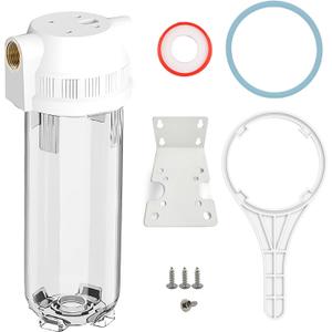 Whole House/RV Water Filter Housing Clear, 10" X 2.5" Inline Sediment Water Filter for RV, Home, Garden, Aquarium, Maple Syrup RO System, 3/4" NPT Brass Port,R-Type O-Ring,Heavy Duty Bracket-1025CBH