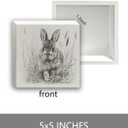 Vintage Easter Bunny Wooden Box Sign Desk Decor, Farmhouse Rustic Easter Rabbit Sketch Decorative Wood Signs for Home Office Desk Shelf Table Decorations, 5x5 Inch (Color 10)