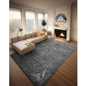 Ophanie 8x10 Area Rugs for Living Room, Upgrade Non-Slip Fluffy Soft Large Shag Bedroom Carpet, Grey Big Indoor Thick Nursery Rug, Gray Carpets for Boy and Girls Room Dorm Home Decor Aesthetic