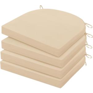 HARBOREST Outdoor Chair Cushions Set of 4, Water Resistant Patio Chair Cushions with Ties, Outdoor Seat Cushions for Patio Furniture, 17"x16"x2", Beige