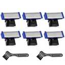 6PCS LinMei Replacement Shaver Heads for 1st Generation Micro Touch Solo Men's Trimmer with 2 Cleaning Brushes (Blue)