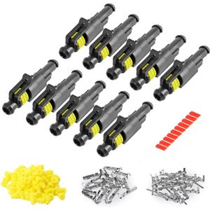 ZUOZE 10 Kit 1 Pin Connector, 20-16 AWG Waterproof Electrical Automotive Wire Connector, 1.5mm Series Terminals Male Female Car Connectors Plug Sets